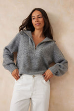 Ceres Life Slouchy Zip Knit - Grey