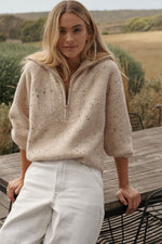 Ceres Life Slouchy Zip Knit - Oatmeal
