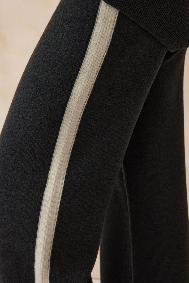 Ceres Life Side Stripe Soft Knit Pant - Black