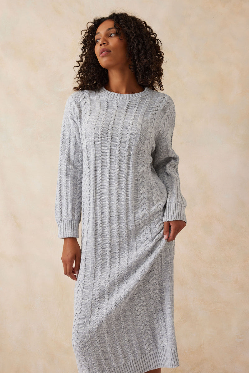 Ceres Life Cable Knit Dress Grey