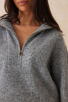 Ceres Life Slouchy Zip Knit - Grey