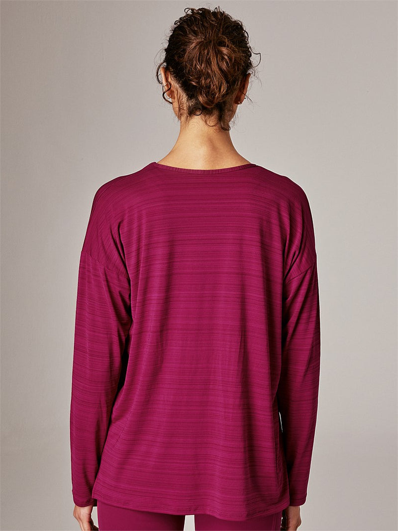 Running Bare Cosmic Workout Long Sleeve Tee - Berry