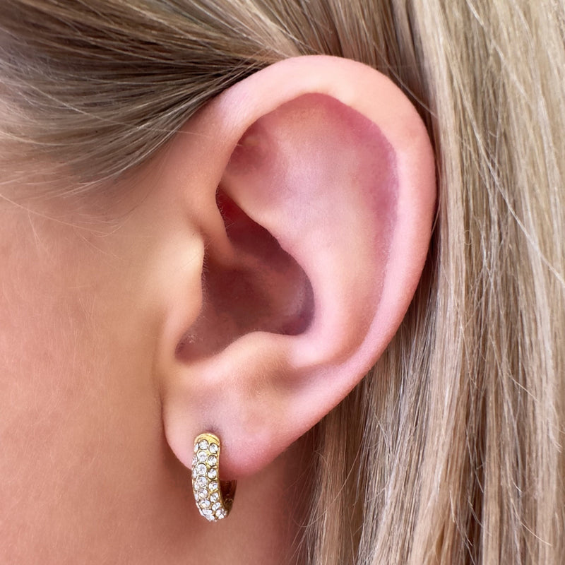 Ever Gravitate Crystal Hoop Earrings - Gold