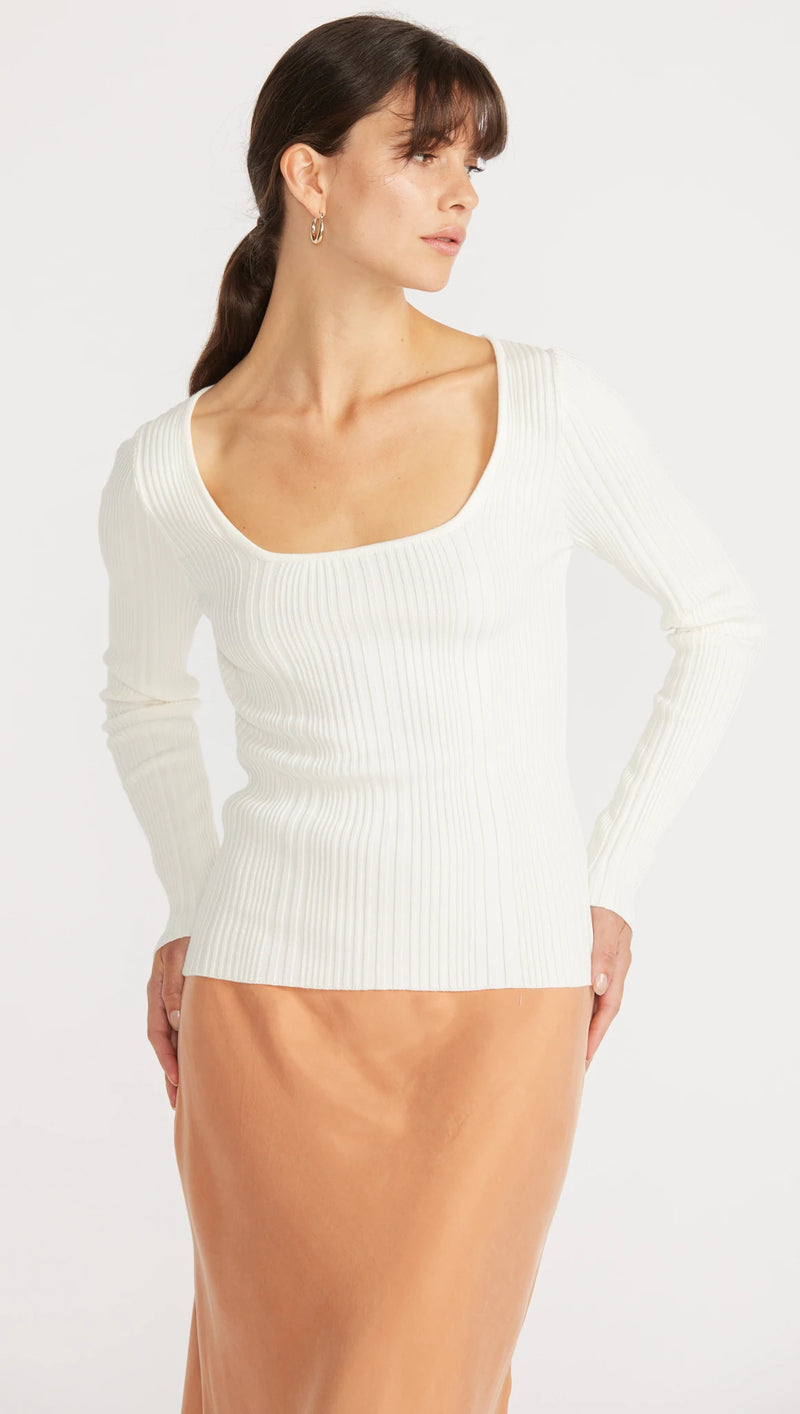 Staple the Label Helene Ribbed Knit Top - Off White
