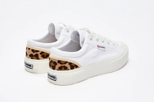 Superga 2630 Stripe Padded Leopard Sneaker - White/Leopard